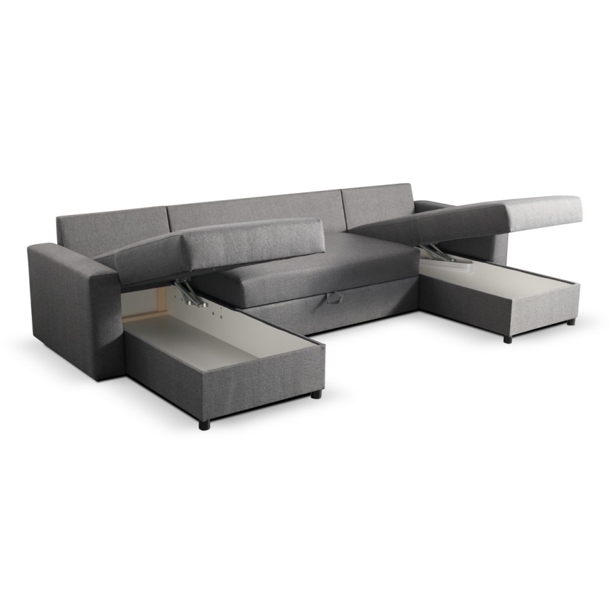 Salotto pieghevole a forma di U con contenitore JANISE grigio