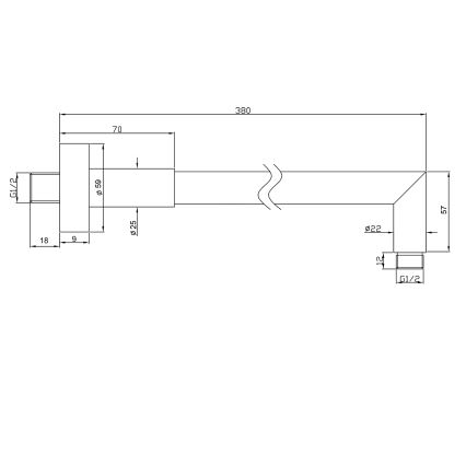Sapho - Braccio doccia arrotondato 38 cm cromo lucido