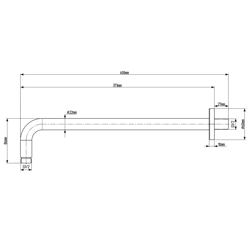 Sapho - Braccio doccia arrotondato 40 cm opaco nero