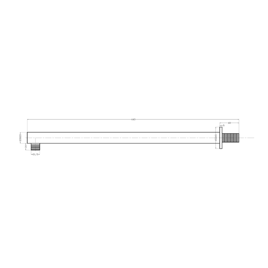 Sapho - Braccio doccia quadrato 44 cm cromo lucido