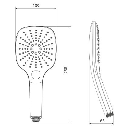 Sapho - Doccia portatile con tasto cromo lucido