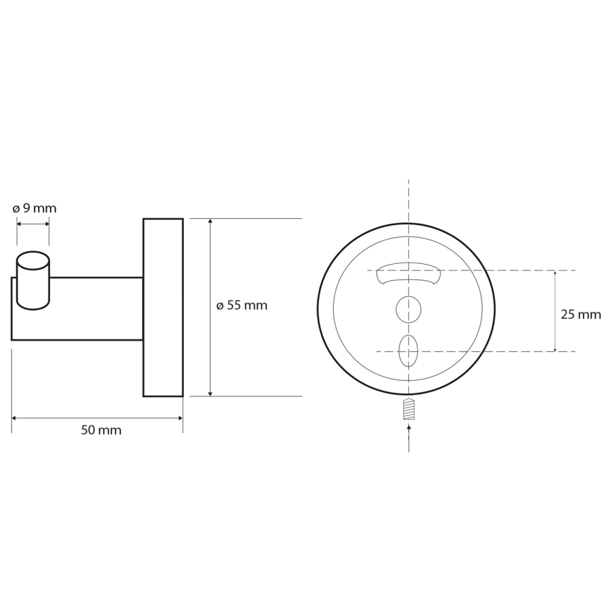 Sapho - Gancio doppio da parete X-ROUND 5x5,5 cm nero