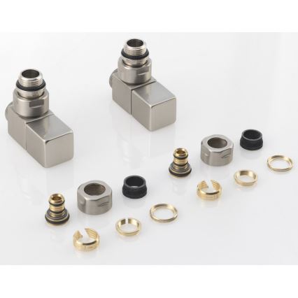 Sapho - Kit di collegamento per valvole angolari CUBE, 2 pezzi, acciaio inox spazzolato
