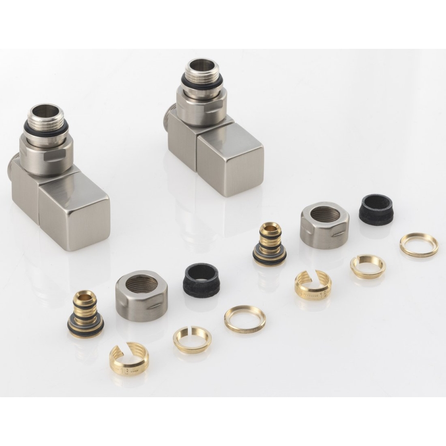 Sapho - Kit di collegamento per valvole angolari CUBE, 2 pezzi, acciaio inox spazzolato