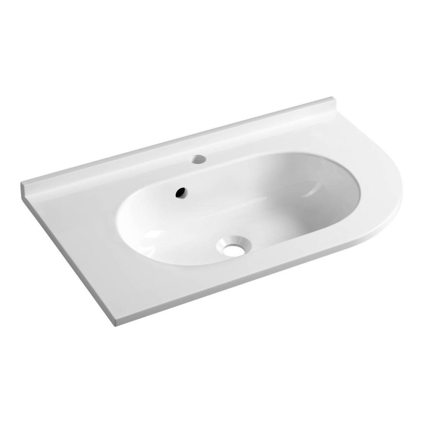 Sapho - Lavabo ad incasso angolare PULSE 75x43 cm marmo/bianco