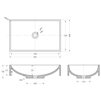 Sapho - Lavabo da appoggio 58x36 cm cemento/beige