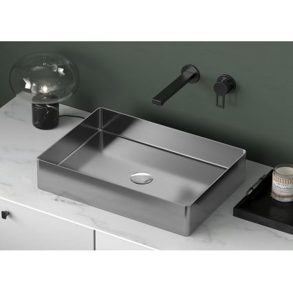 Sapho - Lavabo da appoggio AURUM 50x35 cm in acciaio inox spazzolato