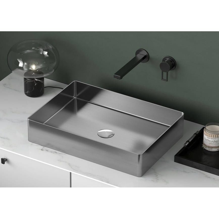 Sapho - Lavabo da appoggio AURUM 50x35 cm in acciaio inox spazzolato