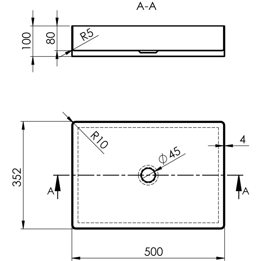 Sapho - Lavabo da appoggio AURUM 50x35 cm in acciaio inox spazzolato