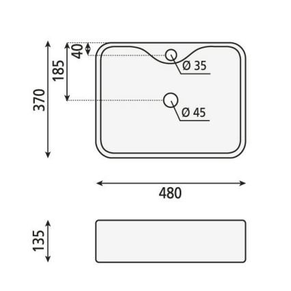 Sapho - Lavabo da appoggio BALENA 48x37 cm ceramica/bianco
