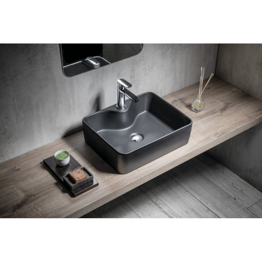 Sapho - Lavabo da appoggio BALENA 48x37 cm nero opaco
