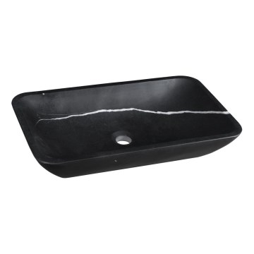 Sapho - Lavabo da appoggio BLOK 60x35 cm pietra/nero opaco