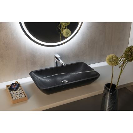 Sapho - Lavabo da appoggio BLOK 60x35 cm pietra/nero opaco