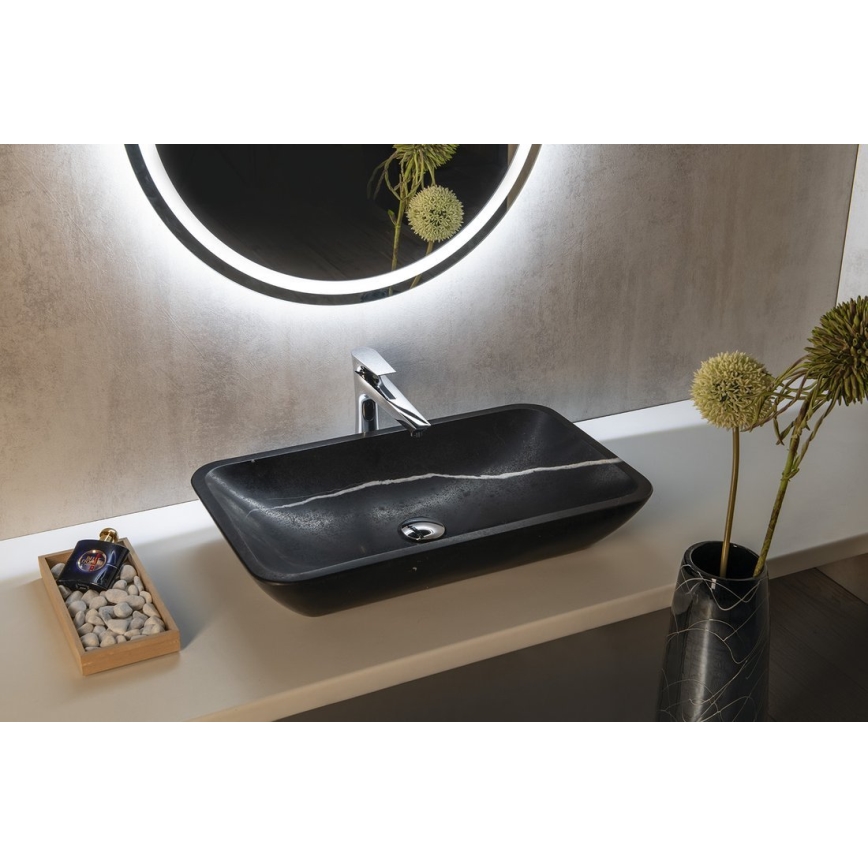 Sapho - Lavabo da appoggio BLOK 60x35 cm pietra/nero opaco