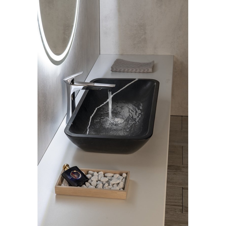 Sapho - Lavabo da appoggio BLOK 60x35 cm pietra/nero opaco