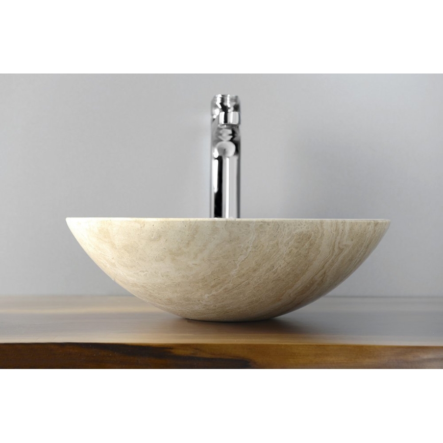 Sapho - Lavabo da appoggio BLOK Ø 40 cm beige/travertino