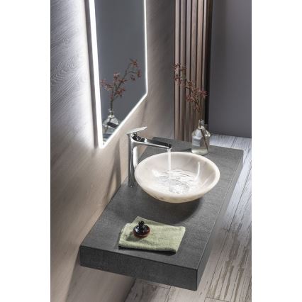 Sapho - Lavabo da appoggio BLOK Ø 40 cm marmo/bianco