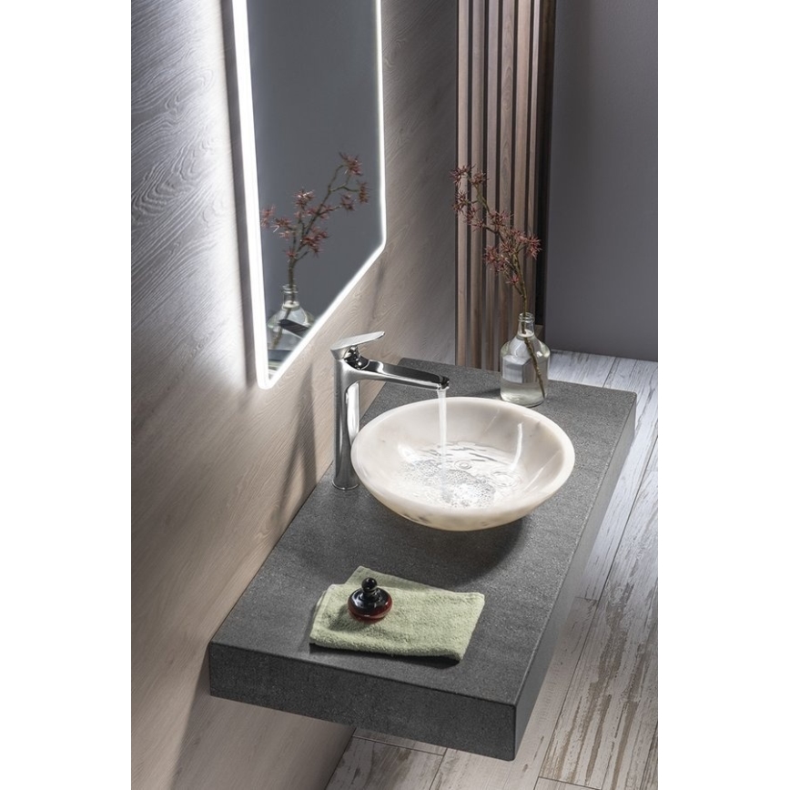 Sapho - Lavabo da appoggio BLOK Ø 40 cm marmo/bianco
