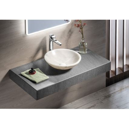 Sapho - Lavabo da appoggio BLOK Ø 40 cm marmo/bianco