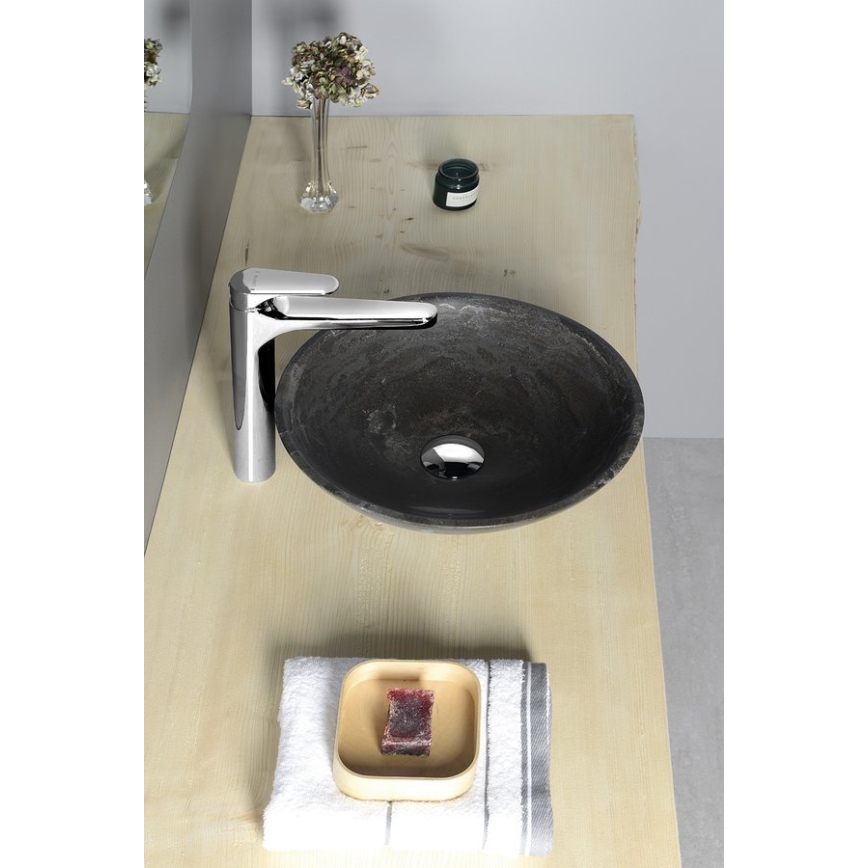 Sapho - Lavabo da appoggio BLOK Ø 40 cm marrone/pietra