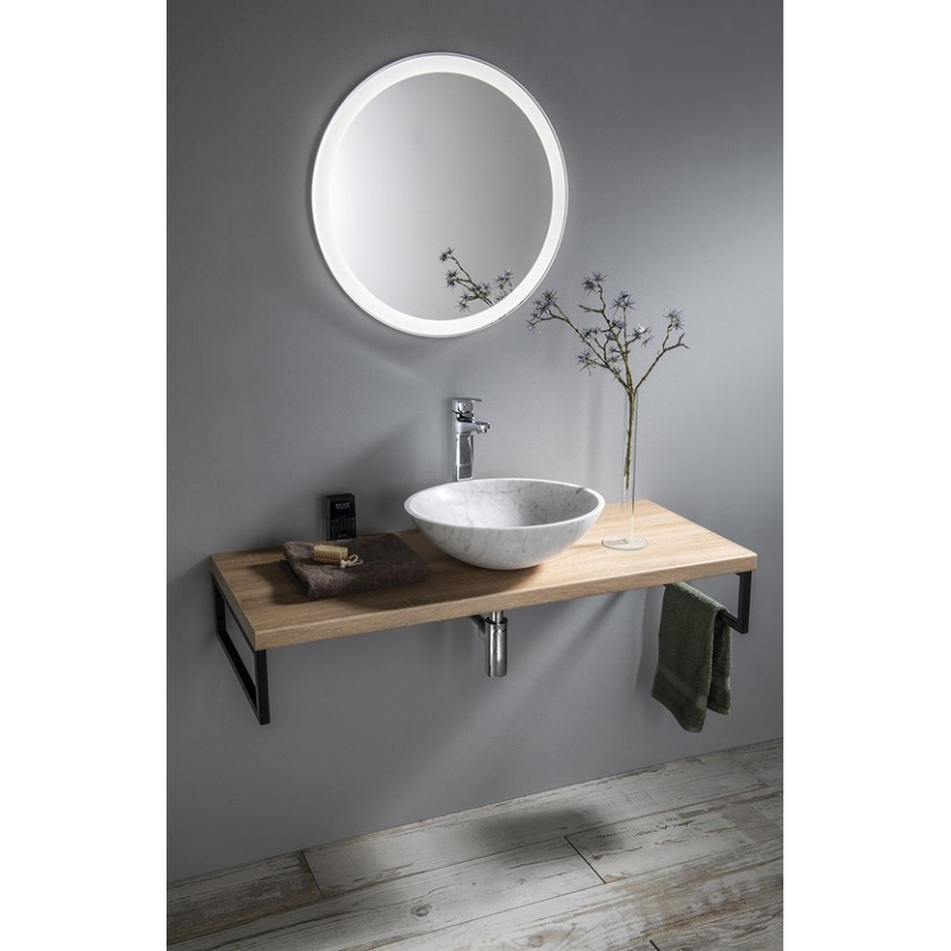 Sapho - Lavabo da appoggio BLOK Ø 42 cm pietra/Carrara/bianco opaco