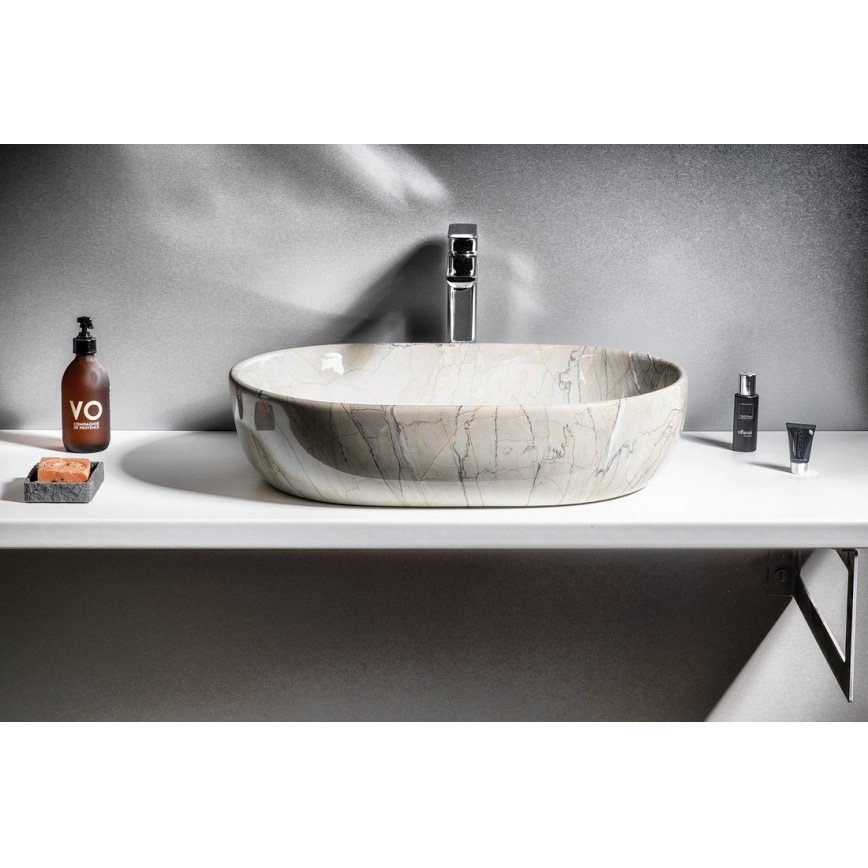 Sapho - Lavabo da appoggio DALMA 59x42 cm ceramica/grigio