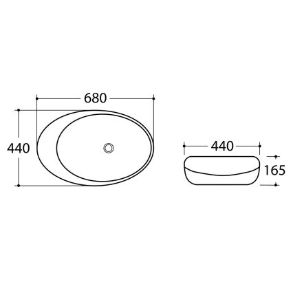 Sapho - Lavabo da appoggio DALMA 68 x 44 cm grigio