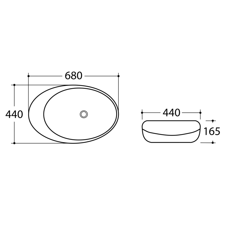 Sapho - Lavabo da appoggio DALMA 68 x 44 cm grigio