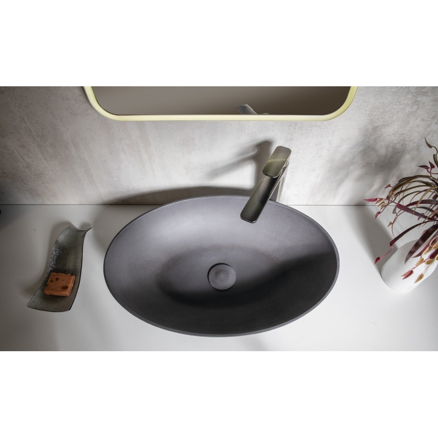 Sapho - Lavabo da appoggio FORMIGO 60x40 cm cemento/antracite
