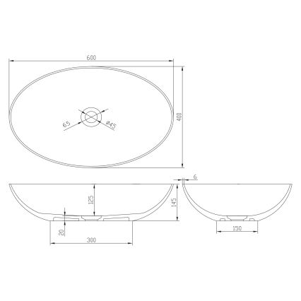 Sapho - Lavabo da appoggio FORMIGO 60x40 cm cemento/grigio