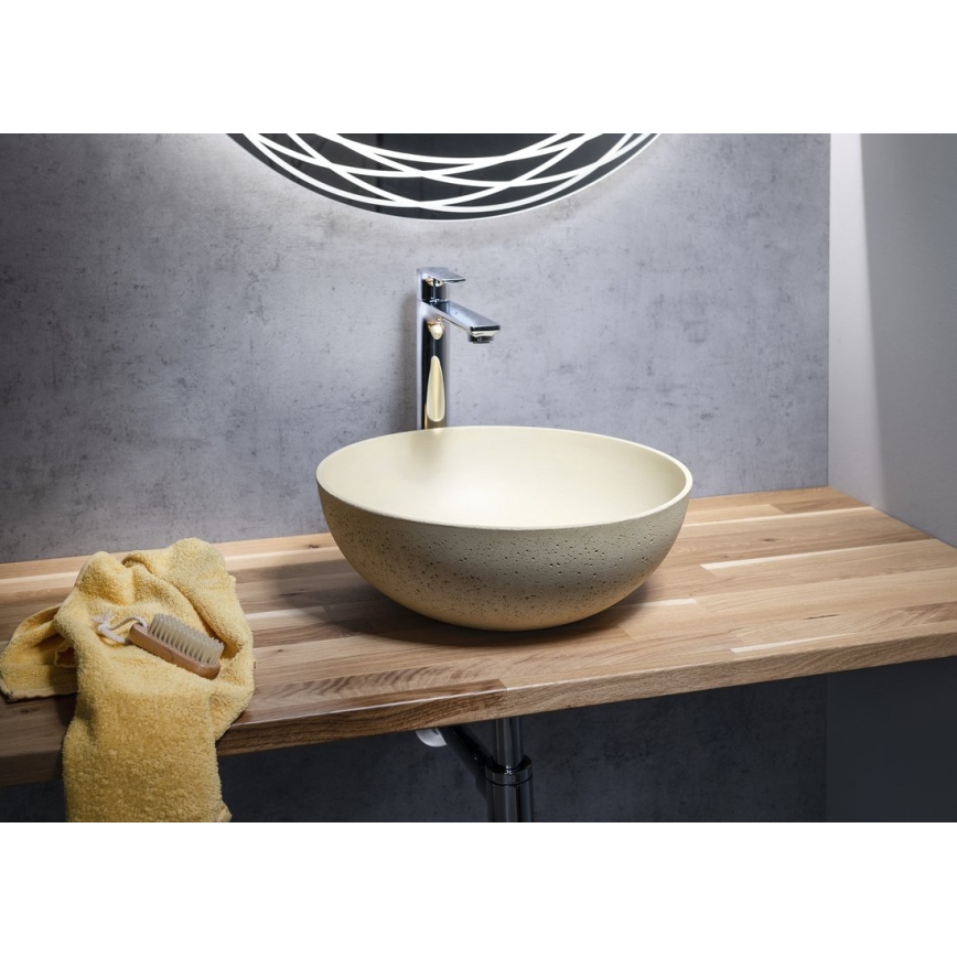 Sapho - Lavabo da appoggio FORMIGO Ø 39 cm cemento/beige