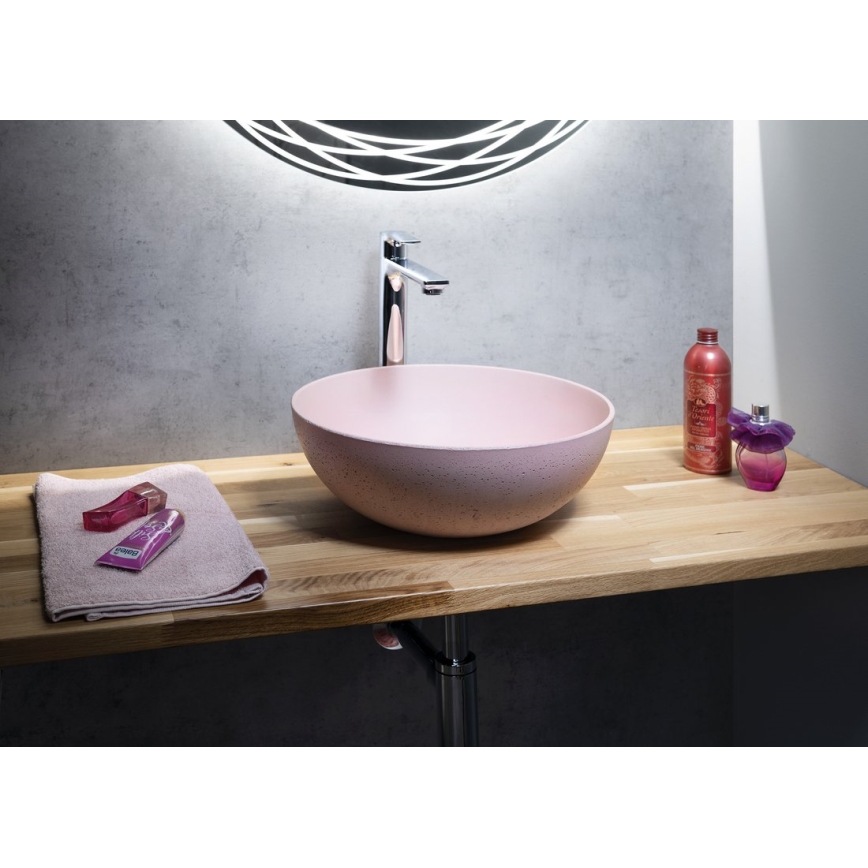 Sapho - Lavabo da appoggio FORMIGO Ø 39 cm cemento/rosa