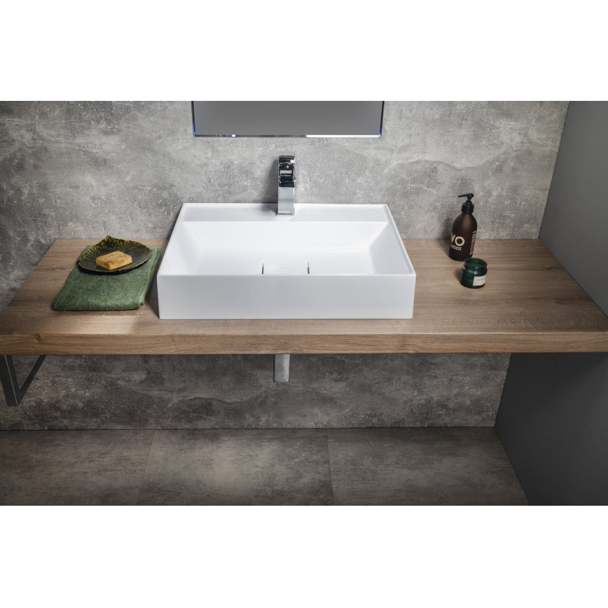 Sapho - Lavabo da appoggio GODIVA 58x44 cm marmo/bianco