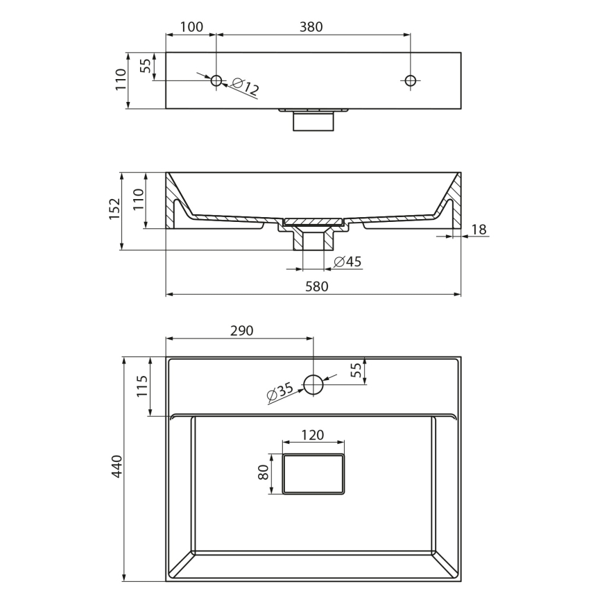 Sapho - Lavabo da appoggio GODIVA 58x44 cm marmo/bianco