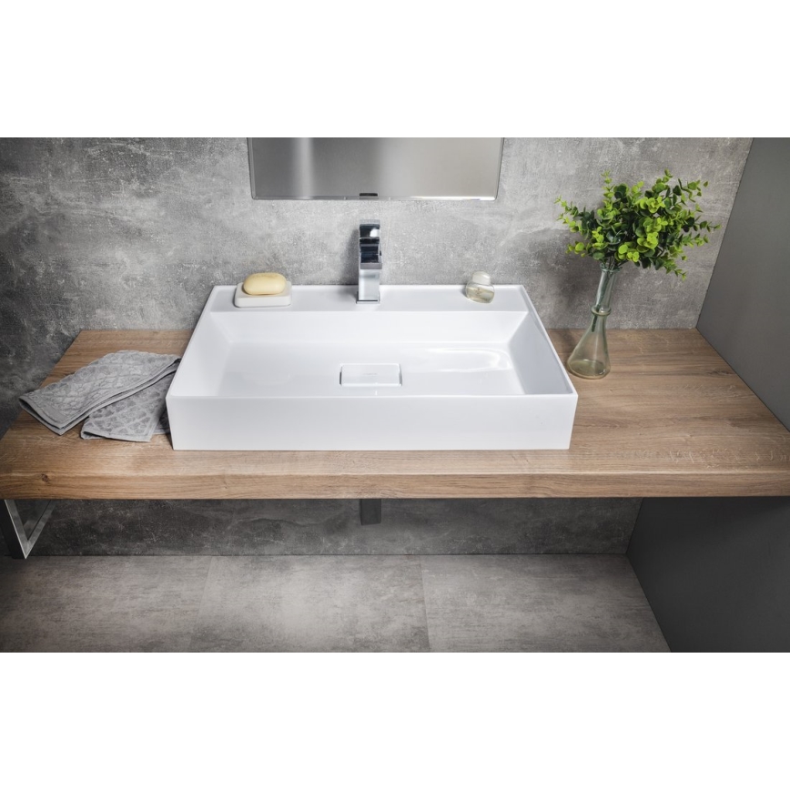 Sapho - Lavabo da appoggio GODIVA 68x44 cm marmo/bianco