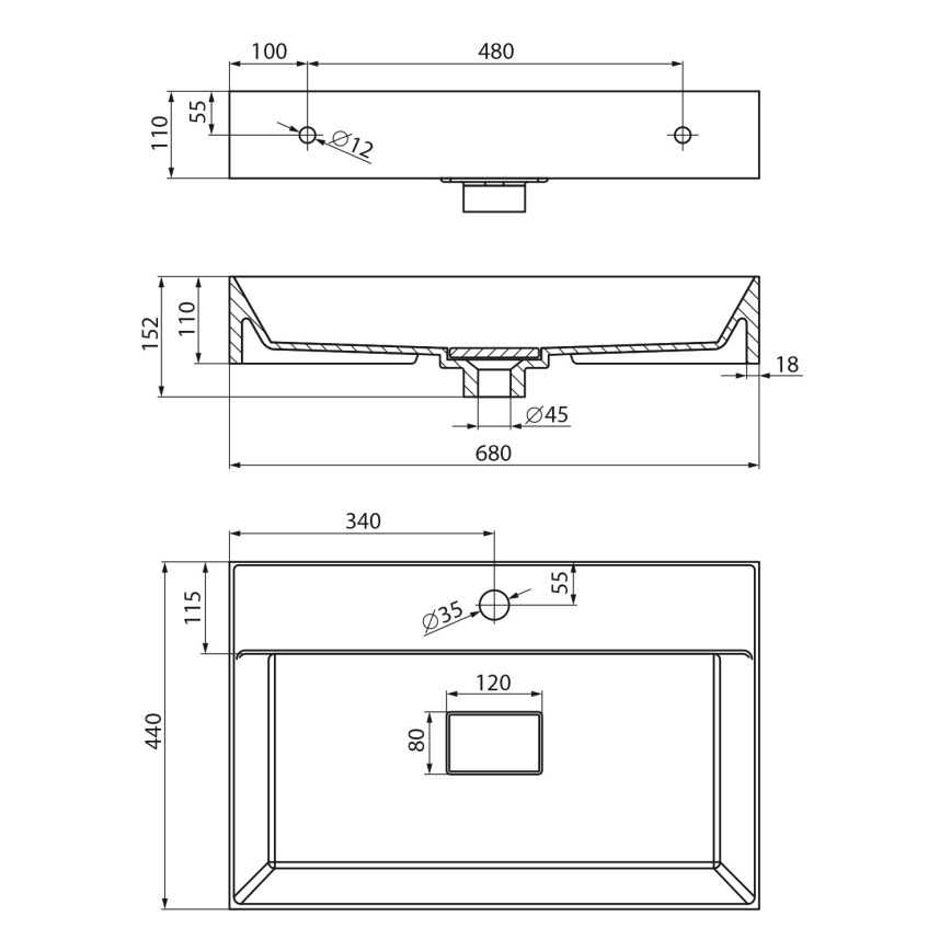 Sapho - Lavabo da appoggio GODIVA 68x44 cm marmo/bianco