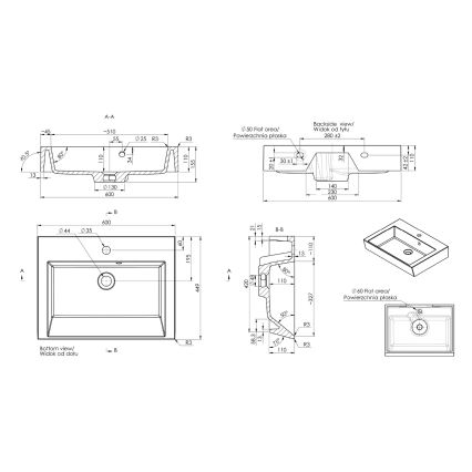 Sapho - Lavabo da appoggio ORINOKO 60x45 cm marmo/bianco