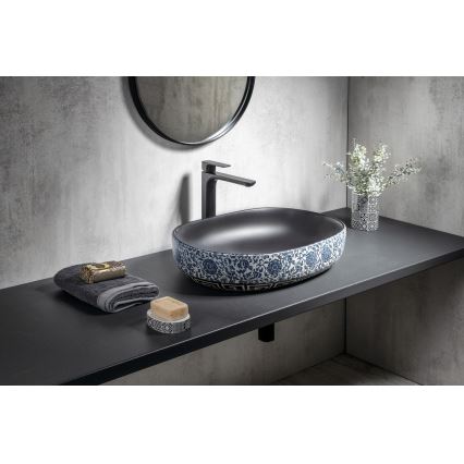 Sapho - Lavabo da appoggio PRIORI 60x40 cm ceramica/nero/blu
