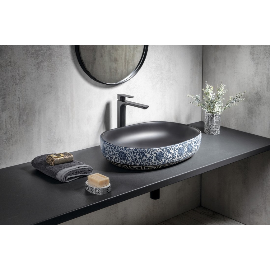 Sapho - Lavabo da appoggio PRIORI 60x40 cm ceramica/nero/blu