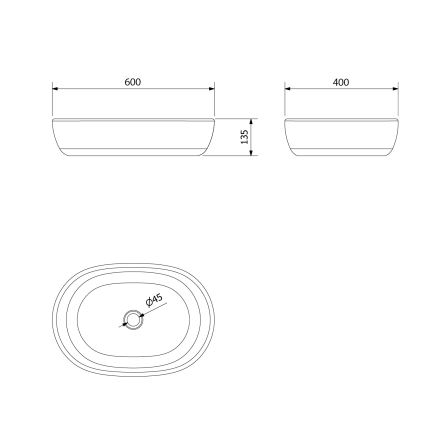 Sapho - Lavabo da appoggio PRIORI 60x40 cm ceramica/nero/blu