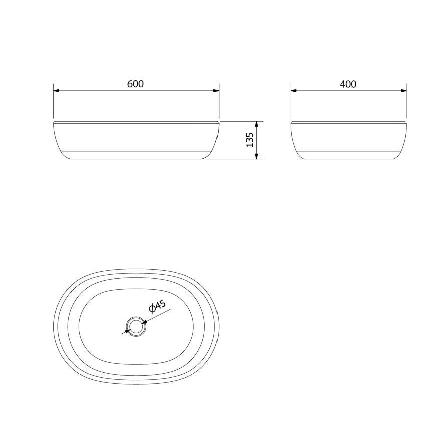 Sapho - Lavabo da appoggio PRIORI 60x40 cm ceramica/nero/blu