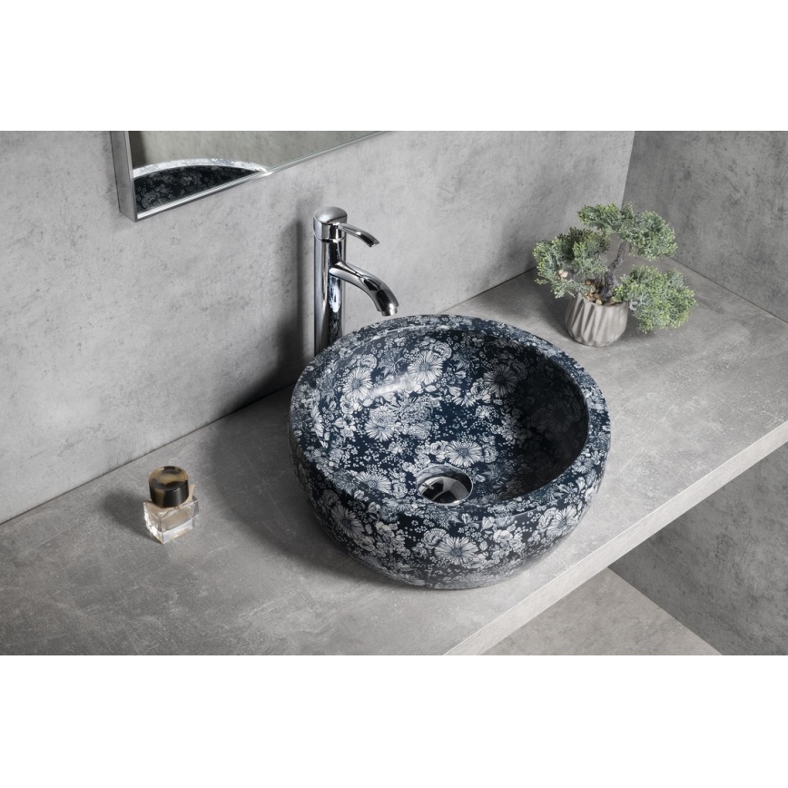 Sapho - Lavabo da appoggio PRIORI Ø 41 cm ceramica/blu