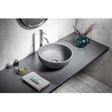 Sapho - Lavabo da appoggio PRIORI Ø 41 cm ceramica/grigio