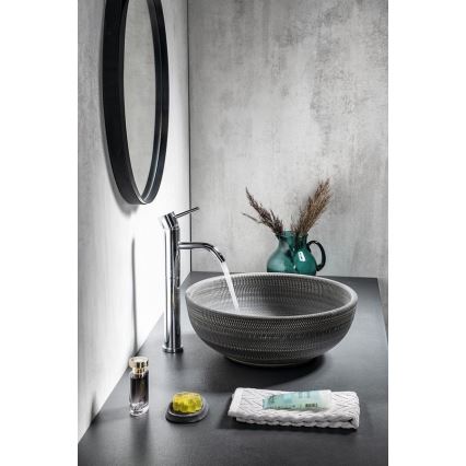 Sapho - Lavabo da appoggio PRIORI Ø 41 cm ceramica/grigio