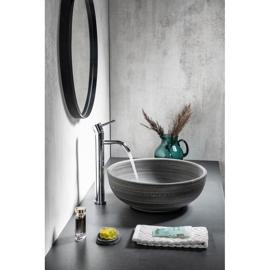 Sapho - Lavabo da appoggio PRIORI Ø 41 cm ceramica/grigio