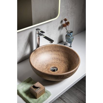 Sapho - Lavabo da appoggio PRIORI Ø 41 cm ceramica/marrone