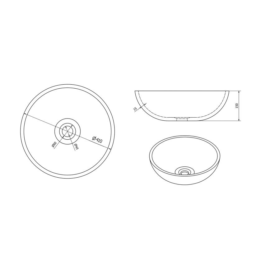 Sapho - Lavabo da appoggio PRIORI Ø 41 cm ceramica/marrone