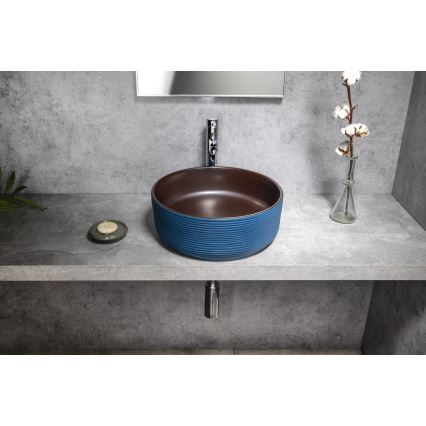 Sapho - Lavabo da appoggio PRIORI Ø 41 cm marrone/blu