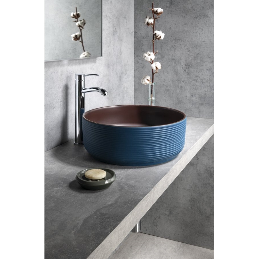 Sapho - Lavabo da appoggio PRIORI Ø 41 cm marrone/blu
