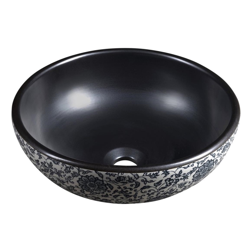 Sapho - Lavabo da appoggio PRIORI Ø 41 cm nero/bianco